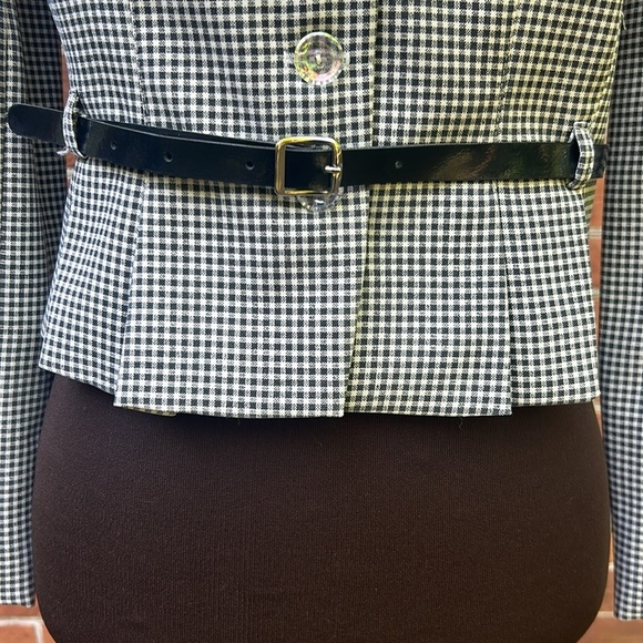 Sandro Paris Vintage Belted Gingham Check Blazer - Picture 8 of 11